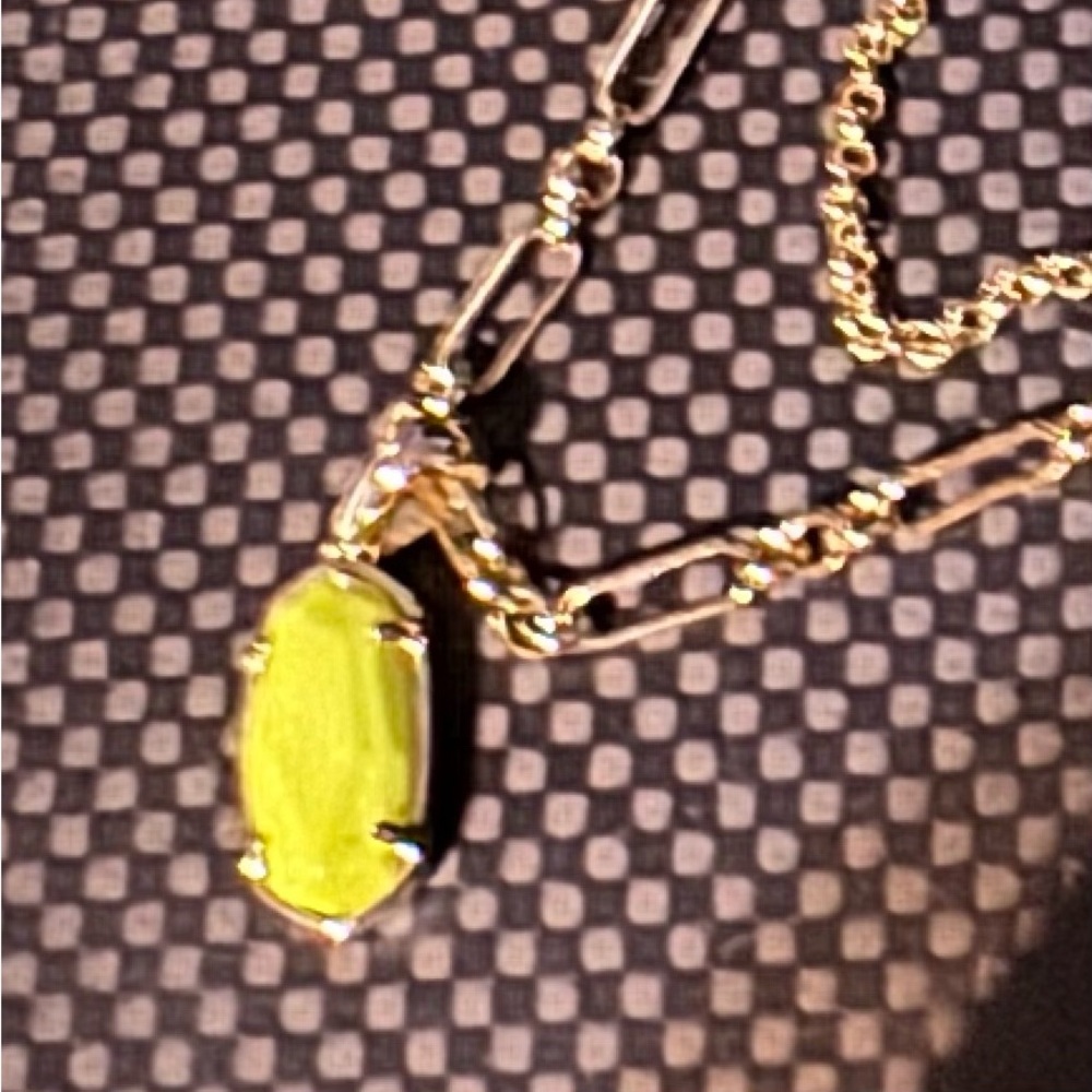Elegant Gold Kendra Scott triple layer neon yellow Necklace
